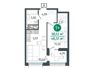 Продажа 1-комнатной квартиры, 38.1 м2, Тюмень