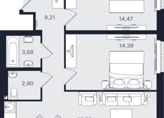 Продается трехкомнатная квартира, 68.2 м2, Санкт-Петербург, проспект Большевиков, уч3, муниципальный округ № 54