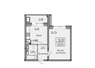 Продается 1-комнатная квартира, 36.3 м2, Воронежская область