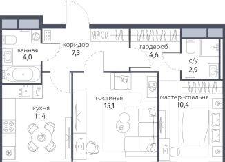 Продажа двухкомнатной квартиры, 55.7 м2, Москва, ЖК Сиреневый парк, Тагильская улица, 2к1