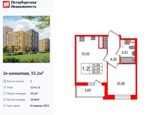 Продажа 1-комнатной квартиры, 33.2 м2, Санкт-Петербург, Приморский район