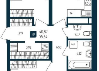 Продажа 3-комнатной квартиры, 75.6 м2, Тюмень, Ленинский округ