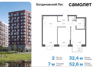 Продаю двухкомнатную квартиру, 52.6 м2, Ленинский городской округ, жилой комплекс Богдановский Лес, 7.3