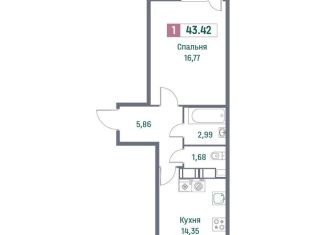 1-ком. квартира на продажу, 43.4 м2, Ленинградская область, Ручьёвский проспект, 1/24