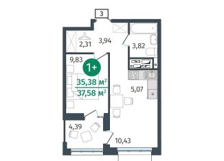 Продаю однокомнатную квартиру, 35.4 м2, Тюмень