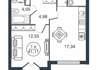 Продается однокомнатная квартира, 41.1 м2, Тверь, Московский район