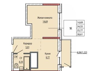 Продается 1-ком. квартира, 35.8 м2, Хабаровск