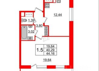 Продаю однокомнатную квартиру, 40.3 м2, Санкт-Петербург, метро Проспект Большевиков, Дальневосточный проспект, 23