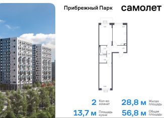 Продаю 2-ком. квартиру, 56.8 м2, Московская область, жилой комплекс Прибрежный Парк, к6.2