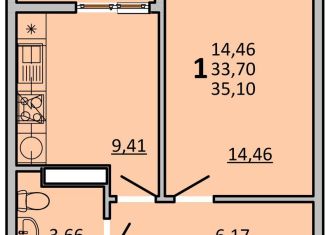 Продается 1-ком. квартира, 35.1 м2, Ростов-на-Дону