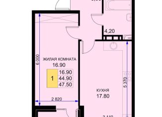 Продаю 1-ком. квартиру, 47.5 м2, Краснодарский край, Екатерининская улица, 5к1