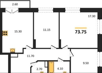 Продается 3-ком. квартира, 73.8 м2, Новосибирск, улица Королёва, 4, ЖК на Королёва