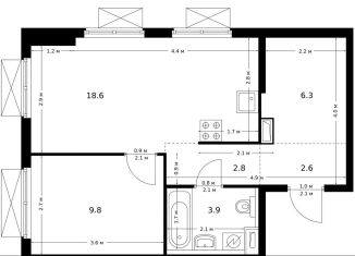 Продается 1-ком. квартира, 44 м2, Москва, метро Верхние Лихоборы, жилой комплекс Большая Академическая 85, к3.2