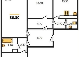 Продажа 3-ком. квартиры, 86.3 м2, Воронеж, Железнодорожный район, улица Димитрова, 51А