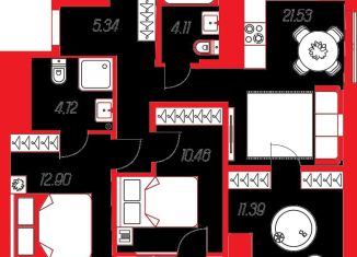 Продам трехкомнатную квартиру, 73.5 м2, село Осиновая Гора, Восточная улица, 20