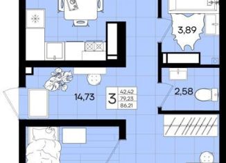 Продаю трехкомнатную квартиру, 86.2 м2, Краснодар