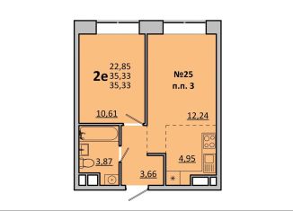 Продажа 2-ком. квартиры, 35.3 м2, Одинцово