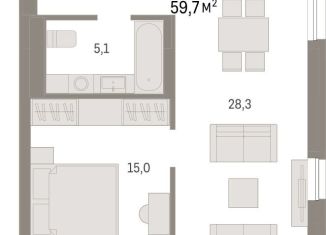 1-ком. квартира на продажу, 59.7 м2, Тюмень