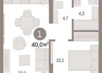 Продается 1-ком. квартира, 40 м2, Екатеринбург, улица Гастелло, 19А, ЖК Шишимская Горка