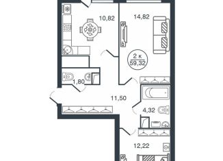 Продам 2-комнатную квартиру, 59.3 м2, Тверская область