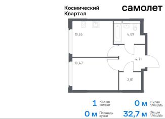 Продам 1-ком. квартиру, 32.7 м2, Московская область