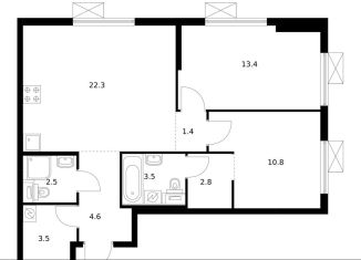 Продается 2-комнатная квартира, 64.8 м2, Москва