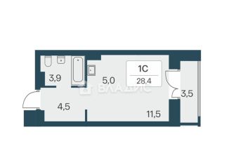 Квартира на продажу студия, 28.4 м2, Новосибирск, метро Сибирская, Красный проспект, 167/3