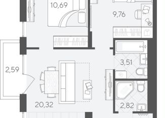 Продажа двухкомнатной квартиры, 54.9 м2, Тюмень