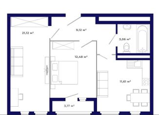 Продается 2-ком. квартира, 60.6 м2, рабочий поселок Маркова