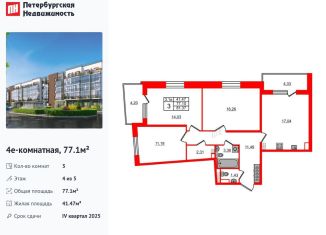 Продажа 3-комнатной квартиры, 77.1 м2, Санкт-Петербург, Московский район