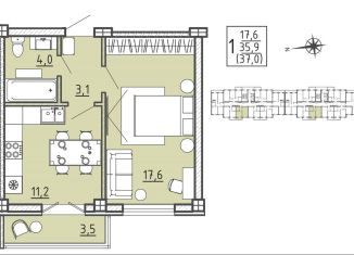 Продается 1-комнатная квартира, 37 м2, Воронеж, Левобережный район, Цимлянская улица, 10Г