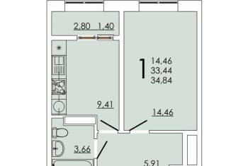 Продаю 1-ком. квартиру, 34.8 м2, Ростов-на-Дону