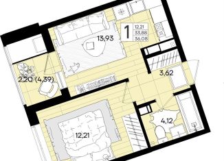 Продаю 1-ком. квартиру, 36.1 м2, Краснодар