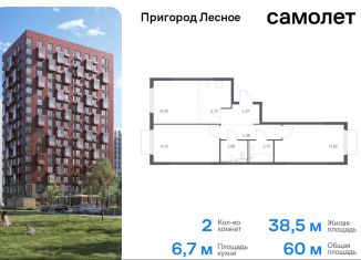 Продается двухкомнатная квартира, 60 м2, деревня Мисайлово, проспект Василия Мамрова, 6