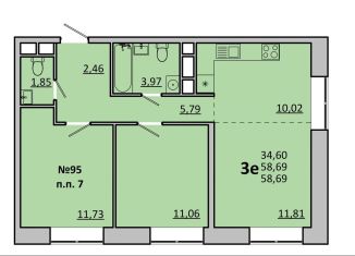 3-ком. квартира на продажу, 58.7 м2, Одинцово