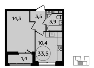 Продаю 1-комнатную квартиру, 33.5 м2, Москва, посёлок Коммунарка, 26