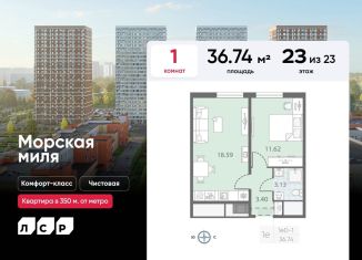 1-ком. квартира на продажу, 36.7 м2, Санкт-Петербург, муниципальный округ Юго-Запад