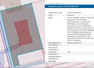 Продажа земельного участка, 21.1 сот., Санкт-Петербург, метро Дунайская, Дунайский проспект, 27к2