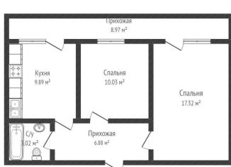 Продается 2-ком. квартира, 49 м2, Краснодар, улица Цезаря Куникова, 18лит1