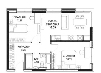 Двухкомнатная квартира на продажу, 52.3 м2, Москва, улица Корнейчука, 27