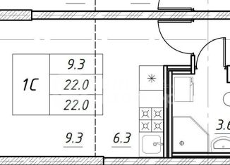 Продается квартира студия, 22 м2, Санкт-Петербург, метро Елизаровская, Октябрьская набережная, 40