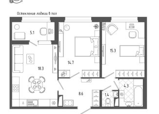 Продам 2-ком. квартиру, 65 м2, Санкт-Петербург, Белоостровская улица, 28, Белоостровская улица