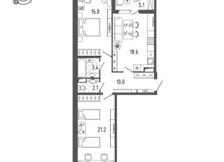 Продажа 2-комнатной квартиры, 74.9 м2, Санкт-Петербург, Белоостровская улица, 28, Белоостровская улица