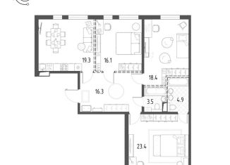 Продаю трехкомнатную квартиру, 102.1 м2, Санкт-Петербург, Приморский район, Лисичанская улица, 15