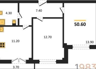 Продаю 2-комнатную квартиру, 50.6 м2, Воронежская область, Цимлянская улица, 10Г