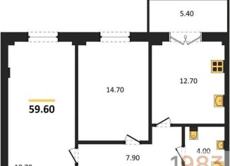 Двухкомнатная квартира на продажу, 59.6 м2, Воронежская область, Цимлянская улица, 10Г