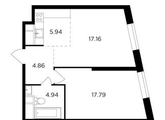 Продаю 1-комнатную квартиру, 50.7 м2, Москва, улица Петра Алексеева, 14