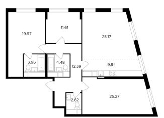 Продам трехкомнатную квартиру, 114.1 м2, Москва, улица Петра Алексеева, 14, ЖК Кутузов Град 2