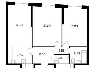 Продается двухкомнатная квартира, 80.3 м2, Москва, улица Петра Алексеева, 14, ЖК Кутузов Град 2