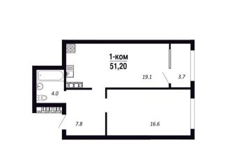 Продам однокомнатную квартиру, 51.2 м2, Омск, Парк-квартал Королёв, 1, Советский округ